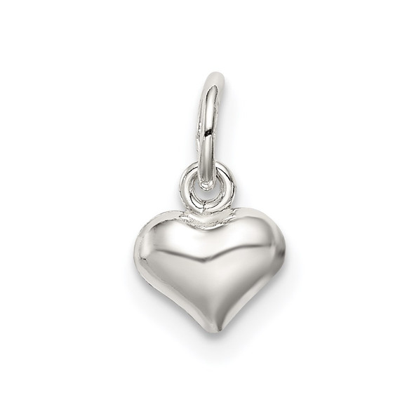 Sterling Silver Polished Puff Heart Charm