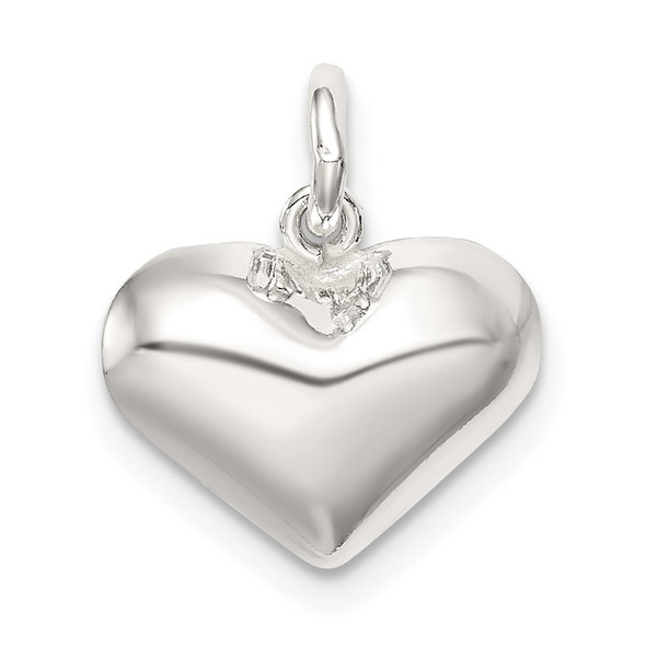 Sterling Silver Polished Puff Heart Charm QC8462