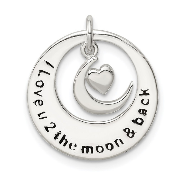 Sterling Silver Enamel I Love You To The Moon & Back Charm