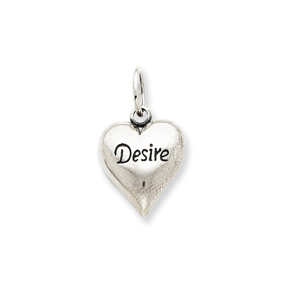 Sterling Silver Antiqued Desire Heart Charm