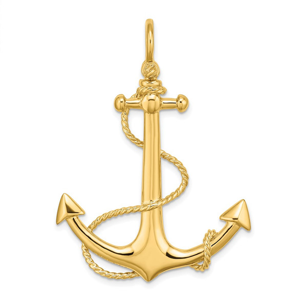 14k Yellow Gold 3-D Large Anchor w/Rope Charm