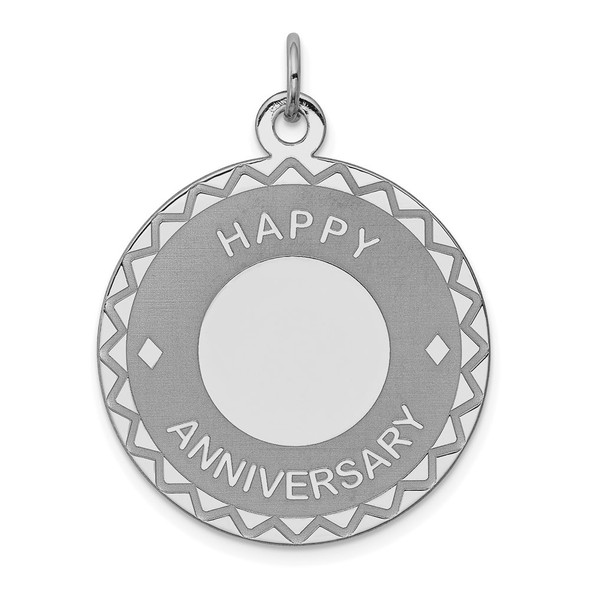 Sterling Silver Rhodium-plated Happy Anniversary Disc Charm QC2293