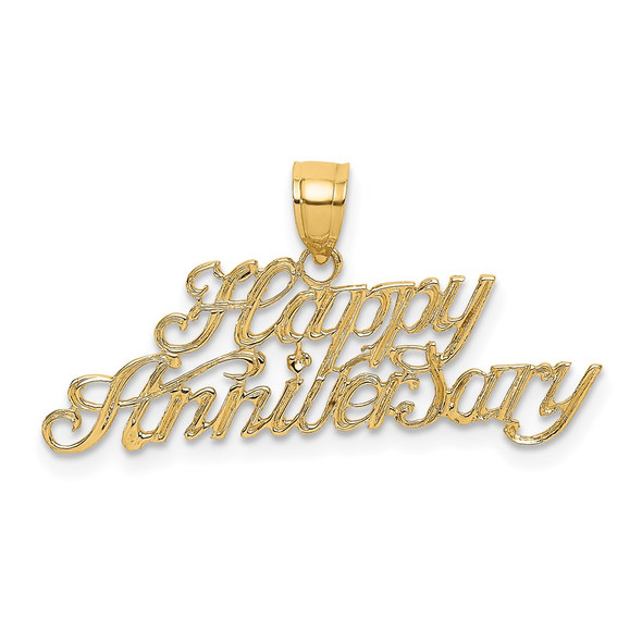 14k Yellow Gold Polished Happy Anniversary Pendant