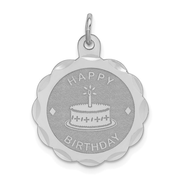 Sterling Silver Rhodium-plated Happy Birthday Disc Charm QC2470