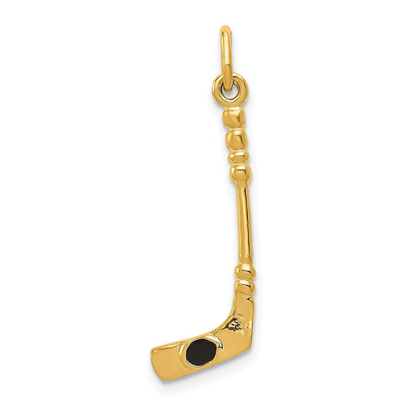 14k Yellow Gold Hockey Stick w/Enamel Charm