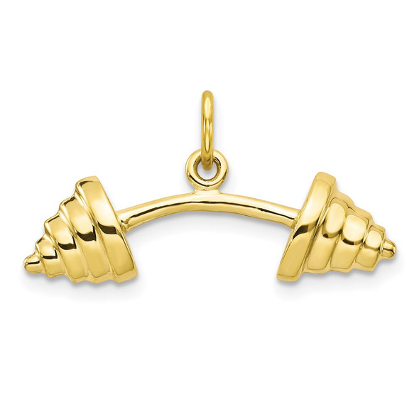 10k Yellow Gold Solid Barbell Charm