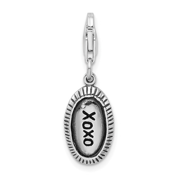 Sterling Silver Antiqued XOXO w/Lobster Clasp Charm