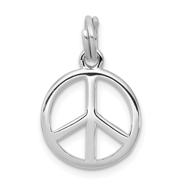 Sterling Silver Rhodium-plated Polished Peace Sign Charm