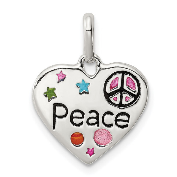 Sterling Silver Enamel Heart Peace Charm