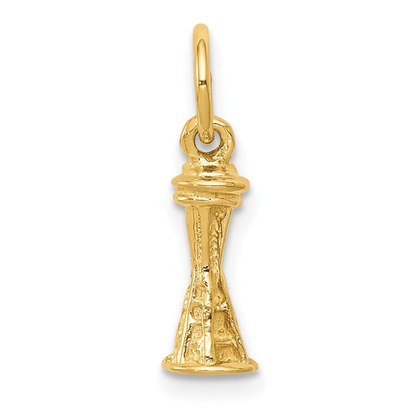 14k Yellow Gold Solid Polished 3-D Seattle Space Needle Charm