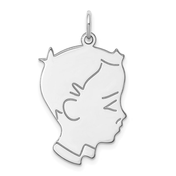 Sterling Silver Rhodium-plated Boy Polished Front/Satin Back Disc Charm QM366/18