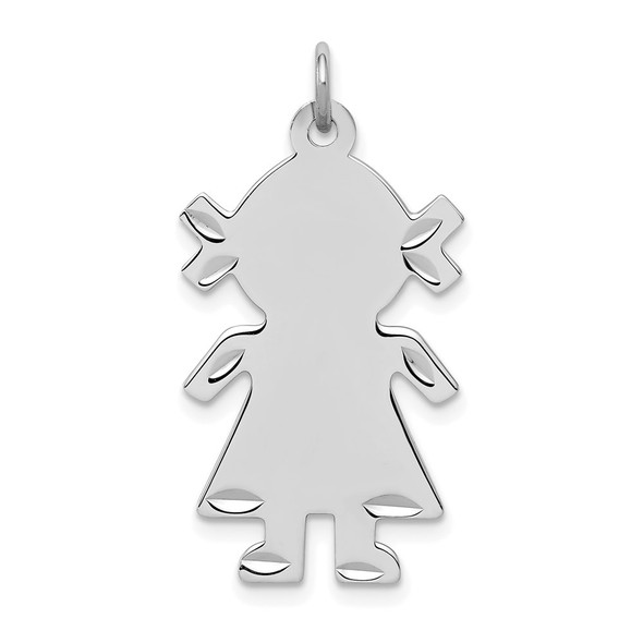 Sterling Silver Rhodium-plated Girl Polished Front/Satin Back Disc Charm QC39