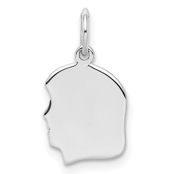Sterling Silver Rhodium-Plate Girl Polished Front/Satin Back Disc Charm QM349/18