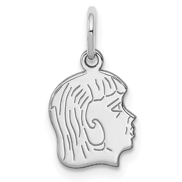 Sterling Silver Rhodium-Plate Girl Polished Front/Satin Back Disc Charm QM350/18