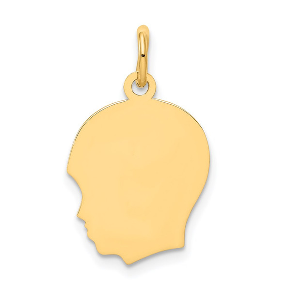 14k Yellow Gold Plain .011 Gauge Facing Left Engravable Boy Head Charm XM110/11