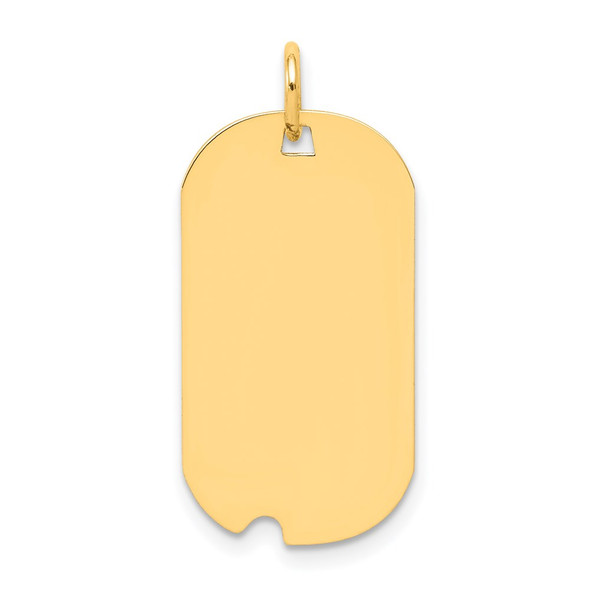 14k Yellow Gold Plain .035 Gauge Engravable Dog Tag w/Notch Disc Charm XM546/35