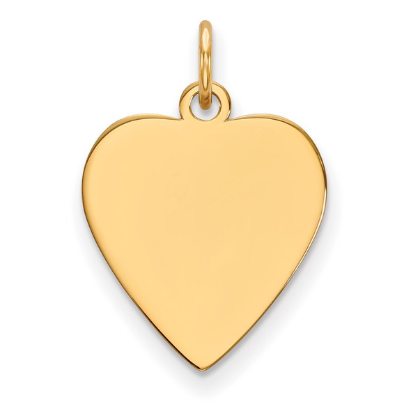 14k Yellow Gold Plain .009 Gauge Heart Engravable Disc Charm