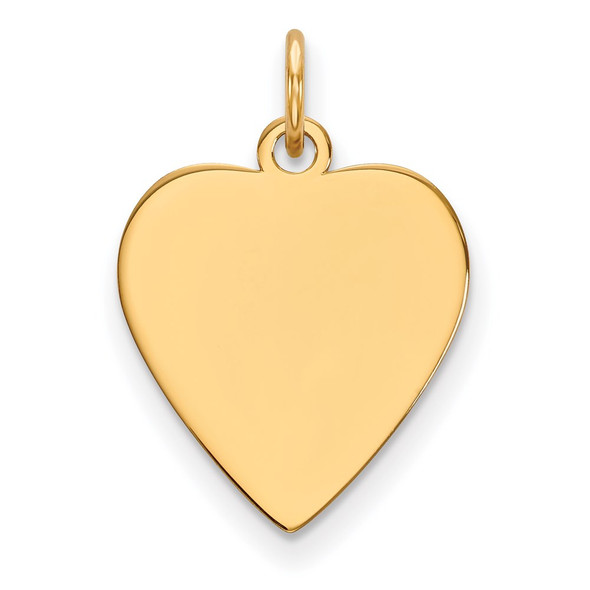 14k Yellow Gold Plain .027 Gauge Heart Engravable Disc Charm