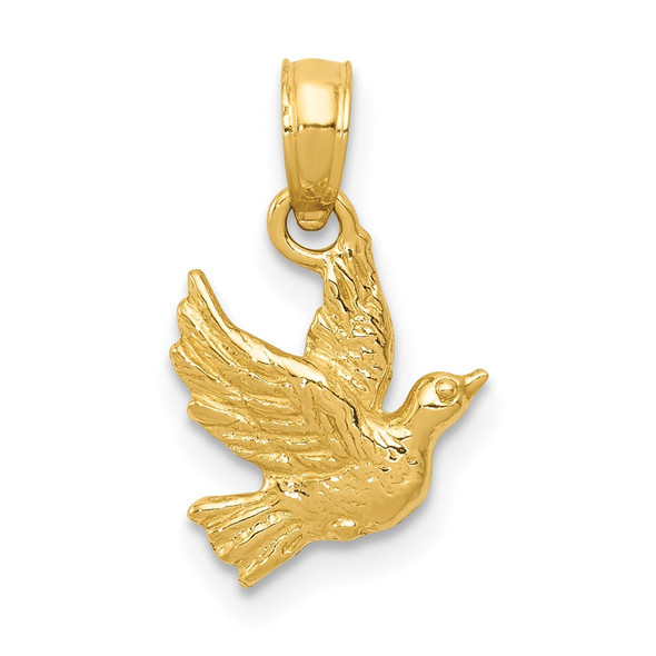 14k Yellow Gold Flying Dove Pendant