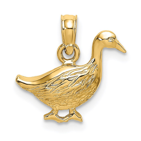 14k Yellow Gold 2-D Goose Pendant