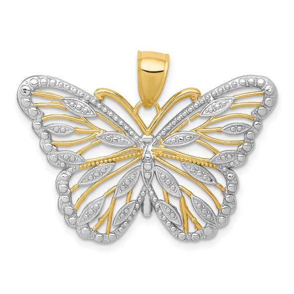 14k Yellow Gold & Rhodium Butterfly Pendant K4834