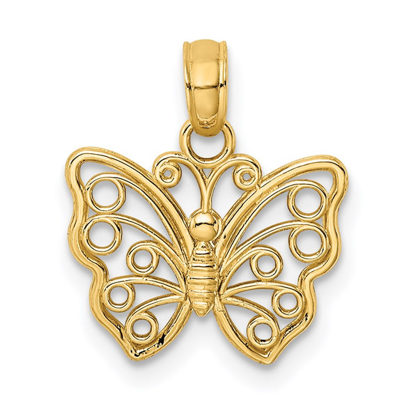 14k Yellow Gold Cut-Out Small Butterfly Pendant