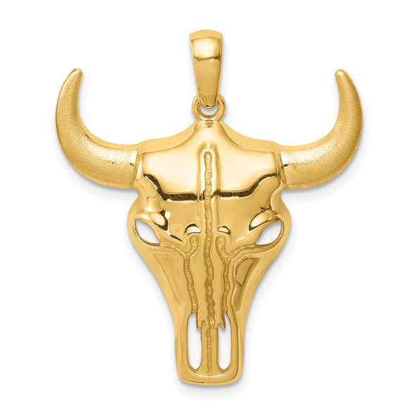 14k Yellow Gold Steer Skull Pendant