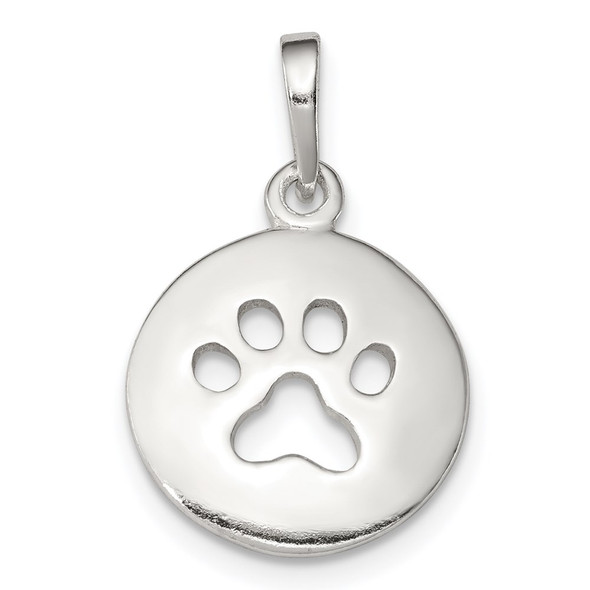 Sterling Silver Polished Paw Print Pendant