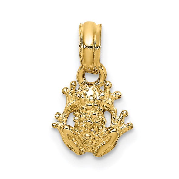 14k Yellow Gold 2-D Textured Miniature Frog Pendant