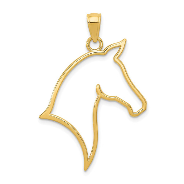 14k Yellow Gold Polished Cut Out Horse Head Pendant