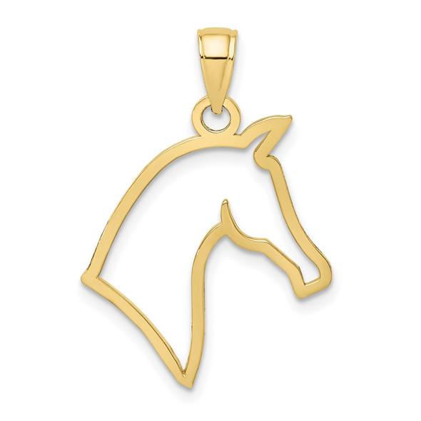 10k Yellow Gold Cut-Out Horse Head Profile Pendant