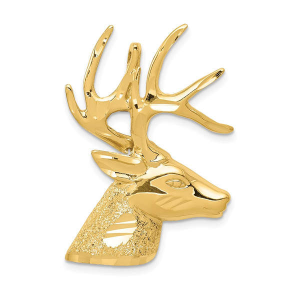 14k Yellow Gold Laser Cut Deer Pendant