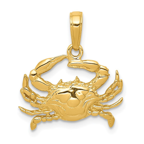 10k Yellow Gold Blue Crab Pendant 10C3413