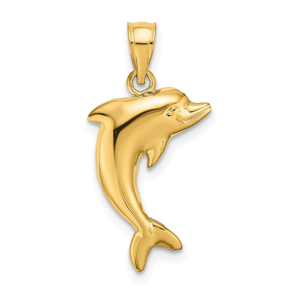 14k Yellow Gold Polished Dolphin Pendant