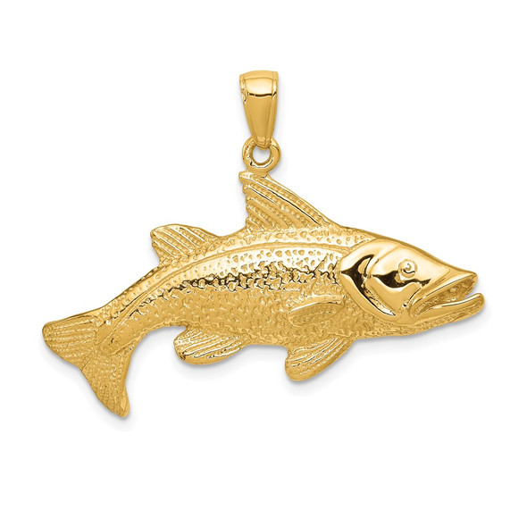14k Yellow Gold Polished Open-Backed Redfish Pendant