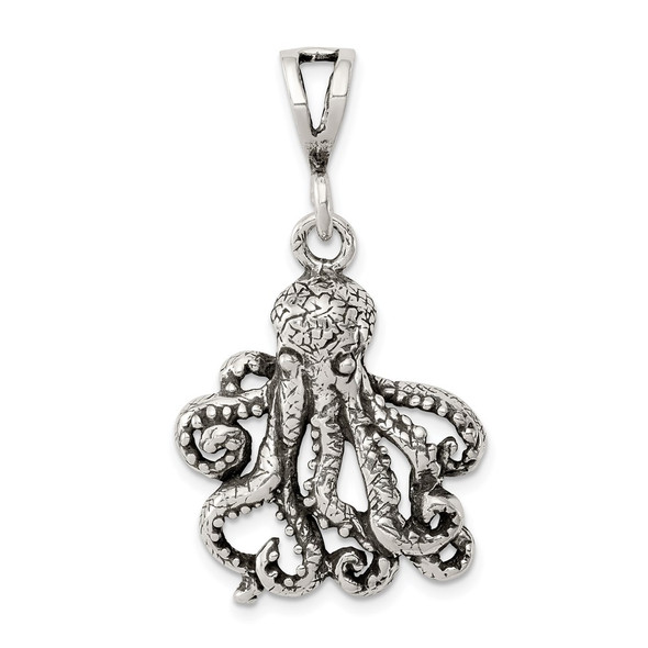 Sterling Silver Antiqued Octopus Pendant