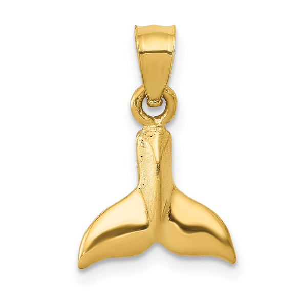 14k Yellow Gold 3D Whale Tail Pendant D3415