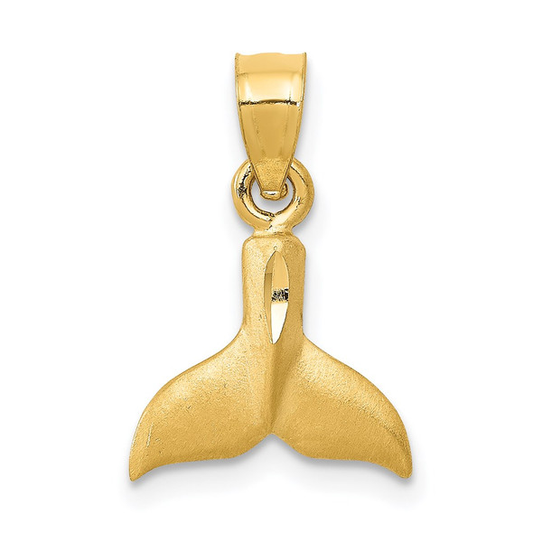 14k Yellow Gold 3D Whale Tail Pendant K3023