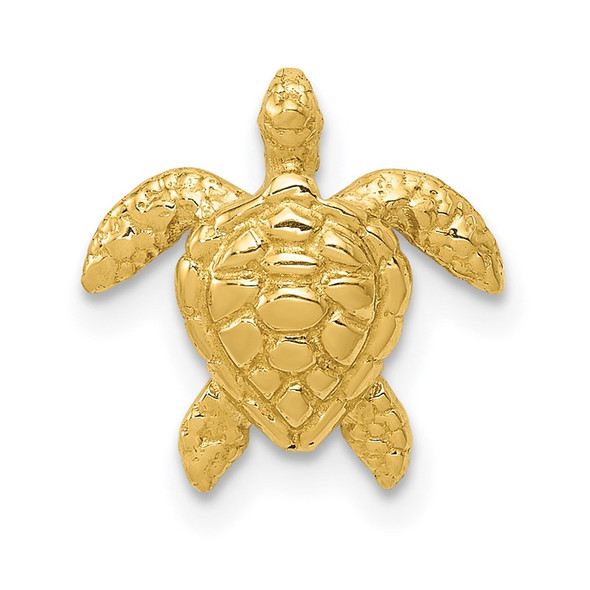 14k Yellow Gold Polished Small Sea Turtle Slide