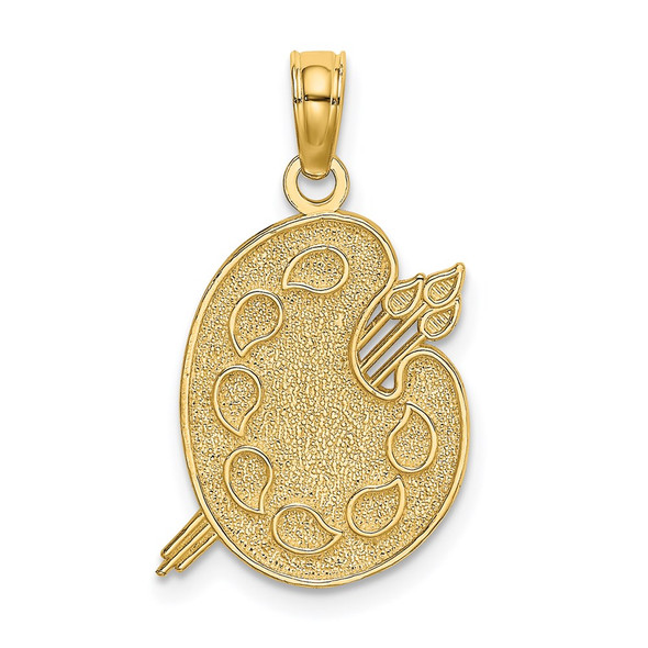 14k Yellow Gold Engraved and Textured Painters Pallet Pendant