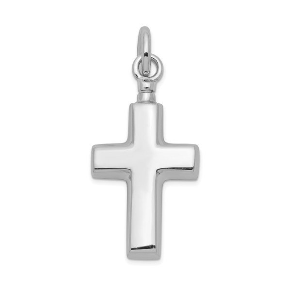 Sterling Silver Rhodium-plated Polished Cross Ash Holder Pendant