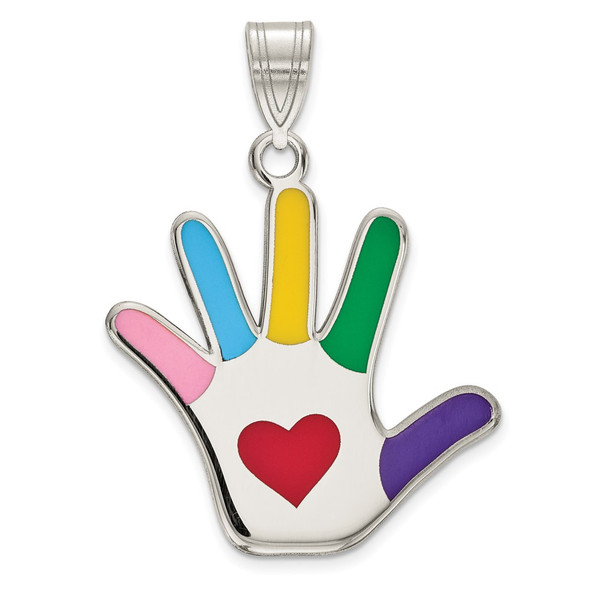 Rhodium-Plated Sterling Silver Enamel Autism w/Smiley Face