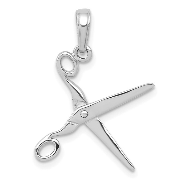 14k White Gold 3-D Moveable Scissors Pendant