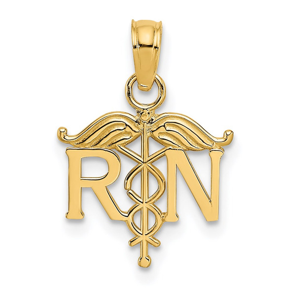 14k Yellow Gold RN Registered Nurse Pendant