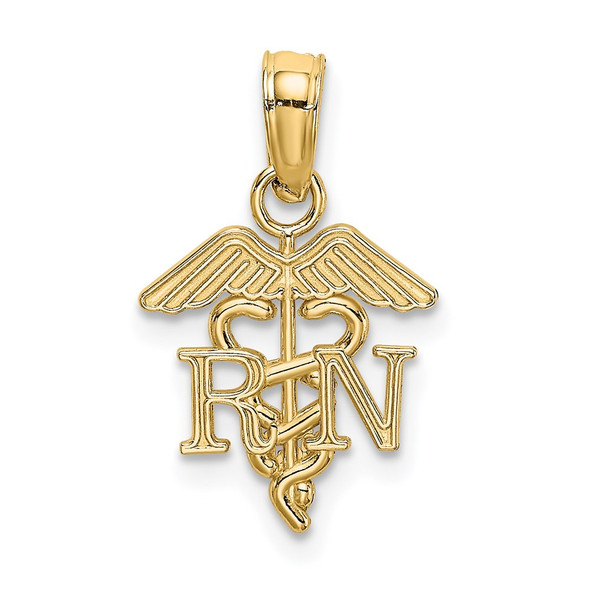 14k Yellow Gold RN Caduceus Pendant K2853