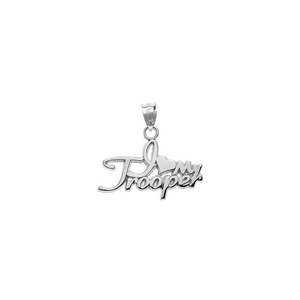 Sterling Silver I Love My Trooper With Heart Pendant