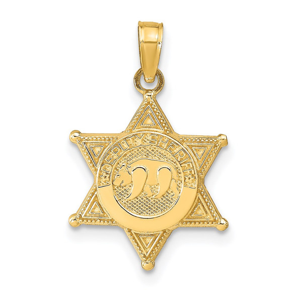 14k Yellow Gold Deputy Sheriff Badge w/Bear Pendant