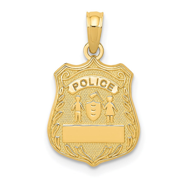 14k Yellow Gold Police Badge Pendant
