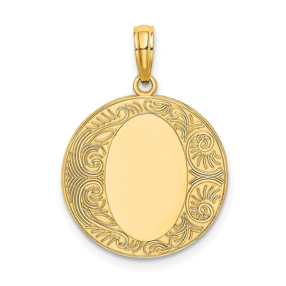 14k Yellow Gold Circle Engravable Center Pendant