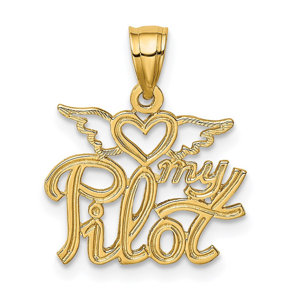 14k Yellow Gold Heart My Pilot Pendant